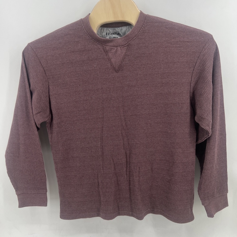 Essential Shirt Men's Extra Large Maroon Waffle Knit Thermal Long Sleeve